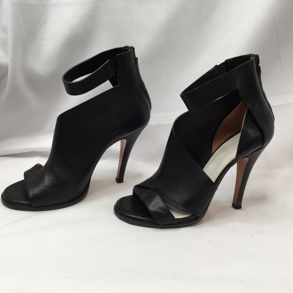 Mason Martin Margiela Stiletto Womens Heels 38.5 M Black Leather Peep-toe Shoes - Picture 11 of 11